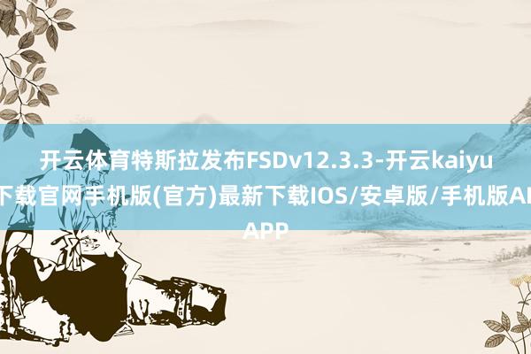 开云体育特斯拉发布FSDv12.3.3-开云kaiyun下载官网手机版(官方)最新下载IOS/安卓版/手机版APP